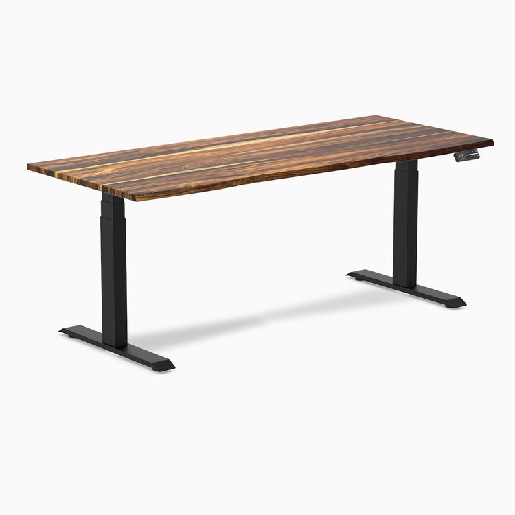 Dual hardwood standing desk - pheasantwood - black 72"