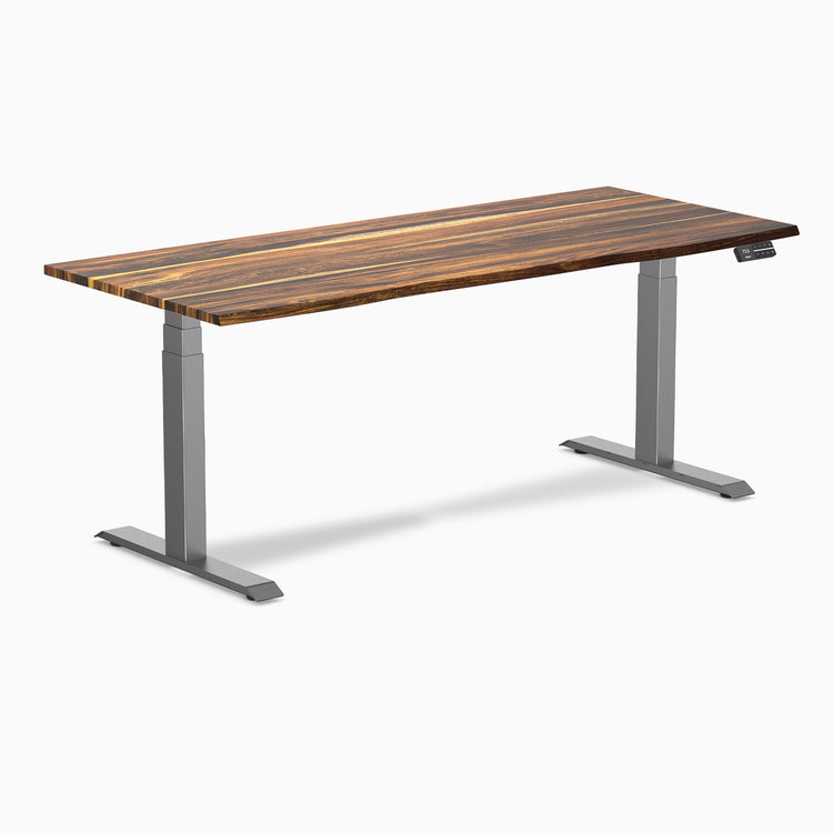 Dual hardwood standing desk - pheasantwood - space grey 72"