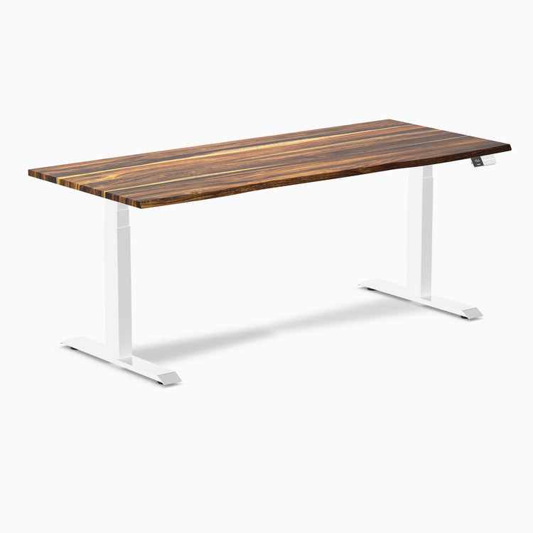 Dual hardwood standing desk - pheasantwood - white 72"