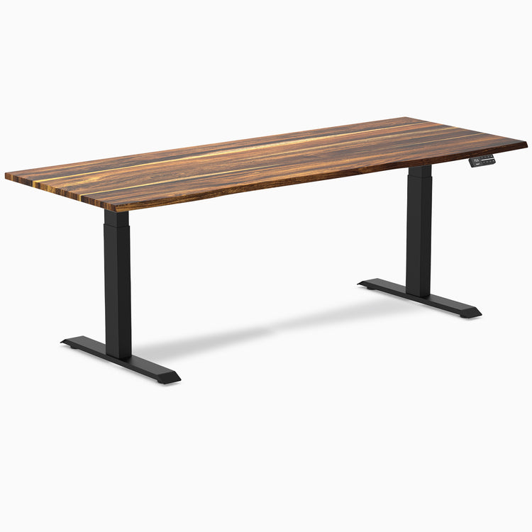 Dual hardwood standing desk - pheasantwood - black 80"