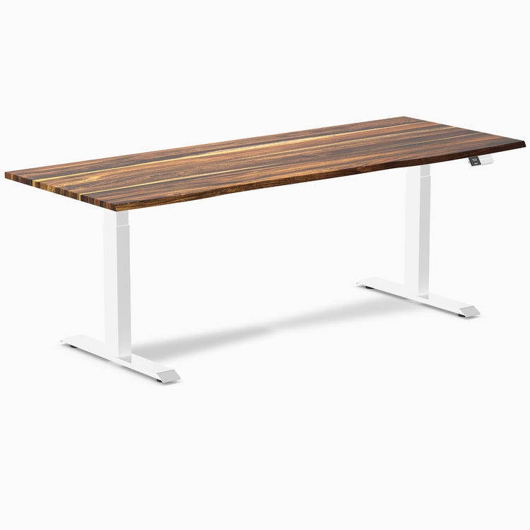 Dual hardwood standing desk - pheasantwood - white 80"