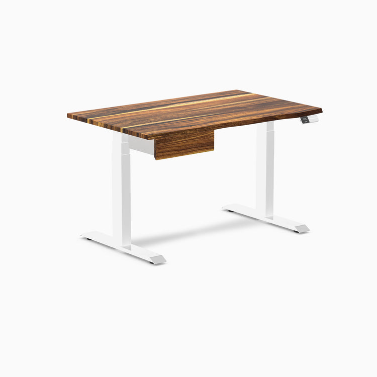 Dual hardwood standing desk with drawer - pheasantwood - white 48"