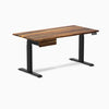 Dual hardwood standing desk with drawer - pheasantwood - black 60"