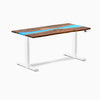 Dual hardwood resin standing desk - Pheasantwood river - white 60"