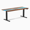 Dual hardwood resin standing desk - Pheasantwood river - black 72"