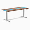 Dual hardwood resin standing desk - Pheasantwood river - grey 72"