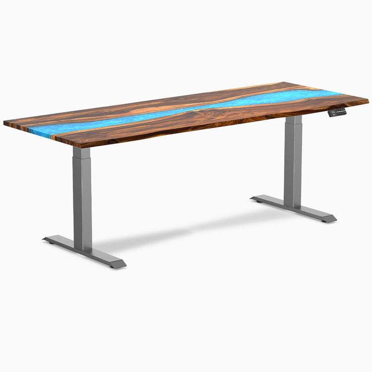 Dual hardwood resin standing desk - Pheasantwood river - space grey 80"