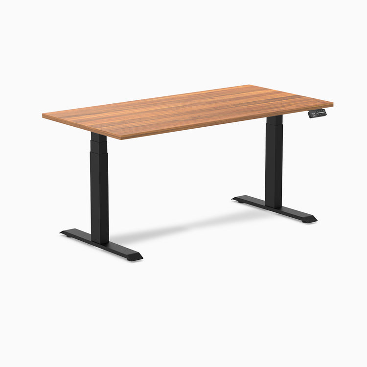 Dual laminate standing desk - prime oak melamine - black 60"