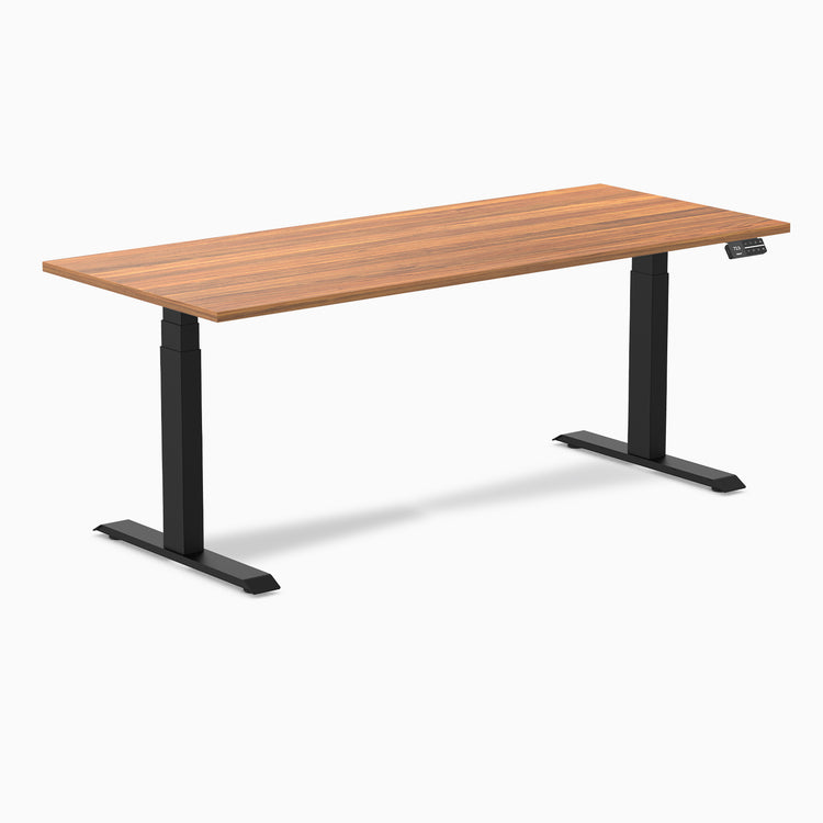 Dual laminate standing desk - prime oak melamine - black 72"