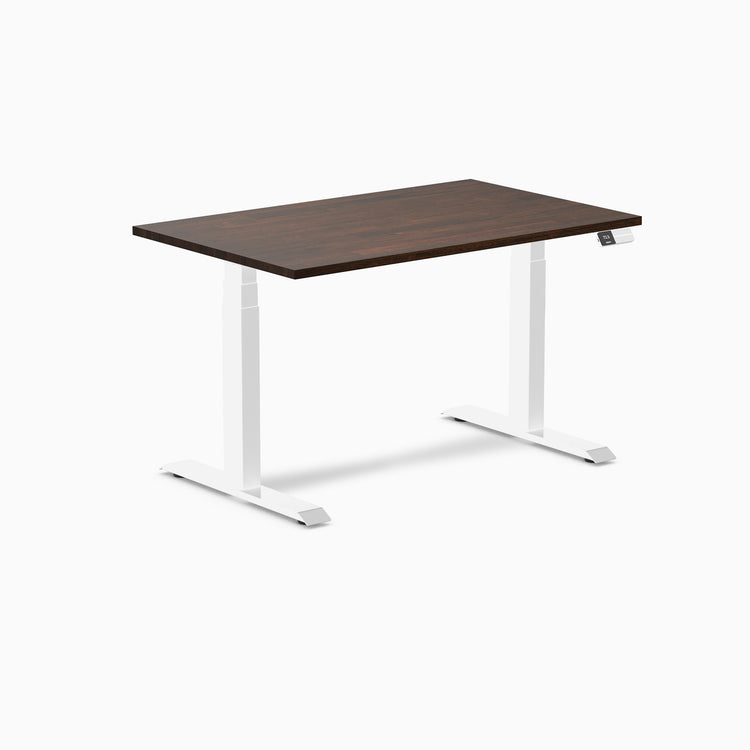 Dual rubberwood standing desk - Dark walnut - white 48"