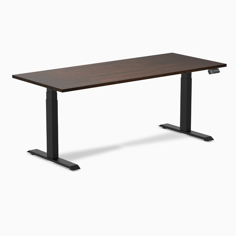 Dual rubberwood standing desk - Dark walnut - black 72"