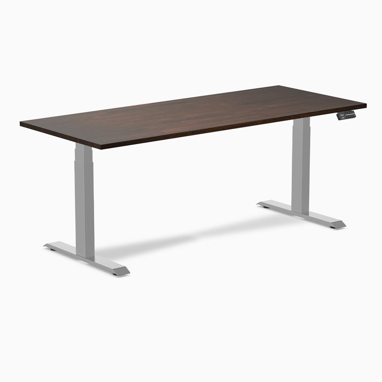 Dual rubberwood standing desk - Dark walnut - grey 72"