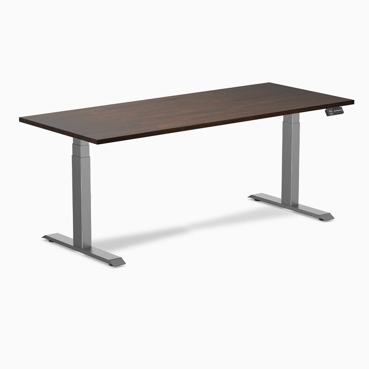 Dual rubberwood standing desk - Dark walnut - space grey 72"