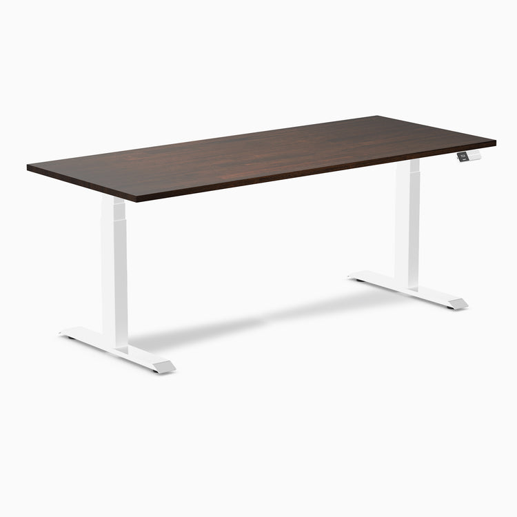 Dual rubberwood standing desk - Dark walnut - white 72"