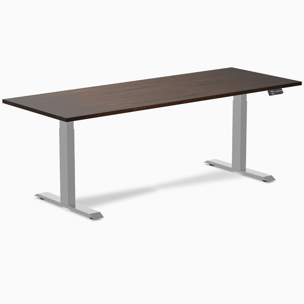 Dual rubberwood standing desk - Dark walnut - grey 80"