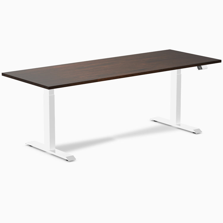 Dual rubberwood standing desk - Dark walnut - white 80"