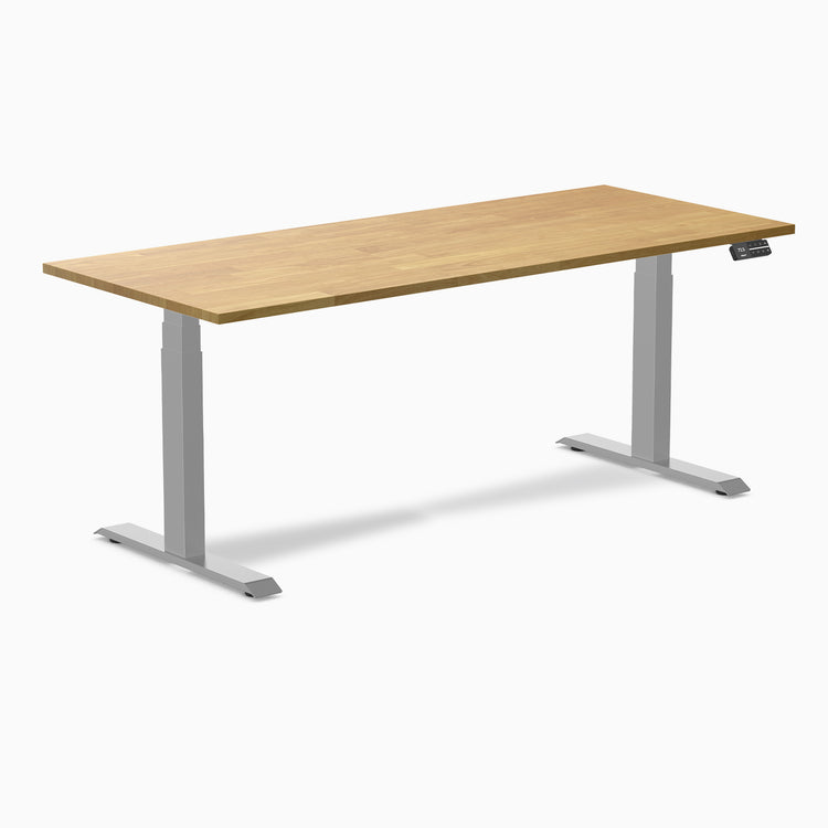 Dual rubberwood standing desk -Light oak - grey 72"