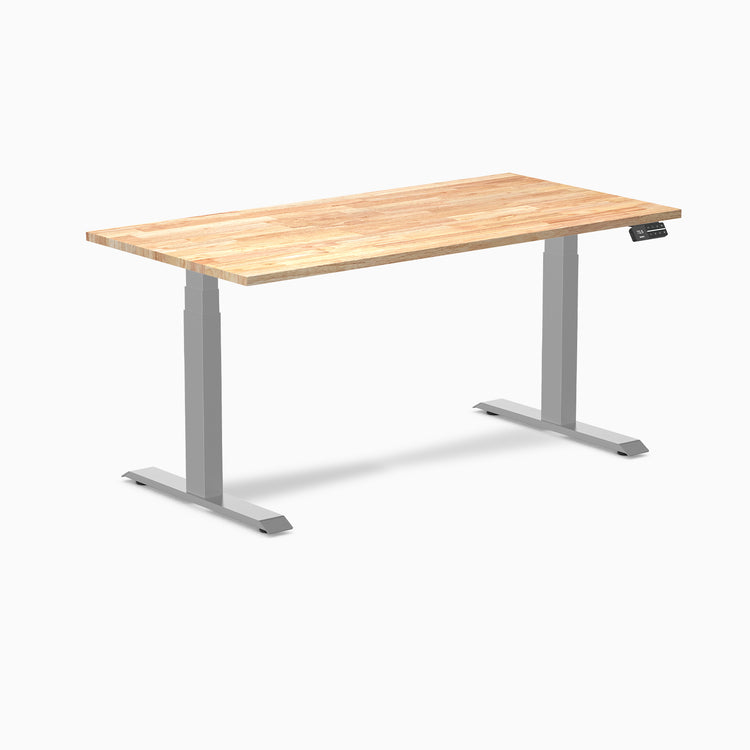 Dual rubberwood standing desk - Natural - grey 60"