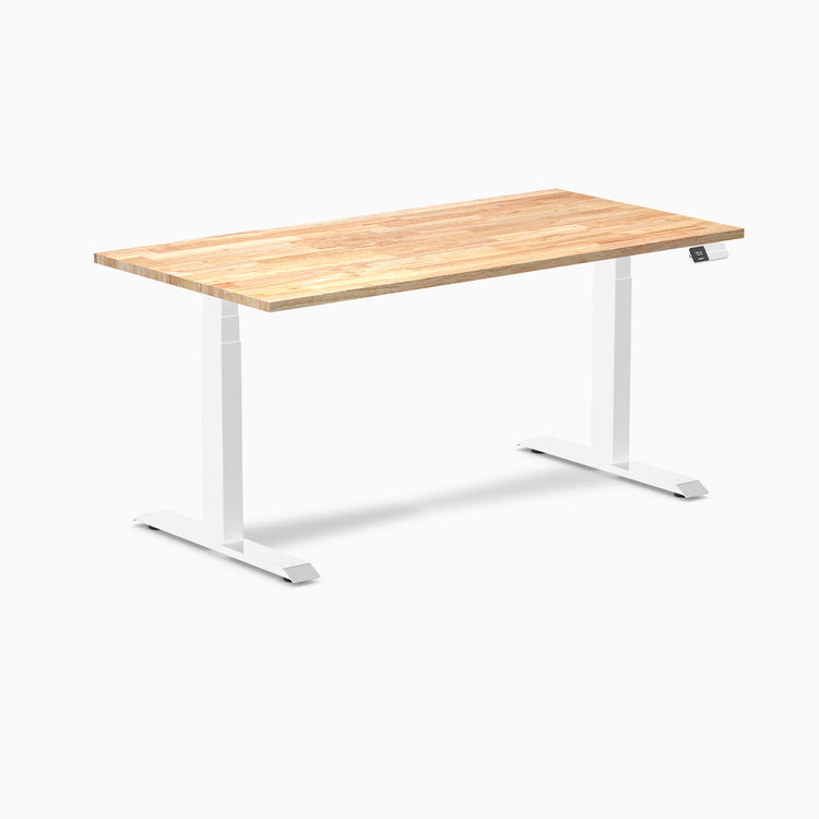 Dual rubberwood standing desk - Natural - white 60"