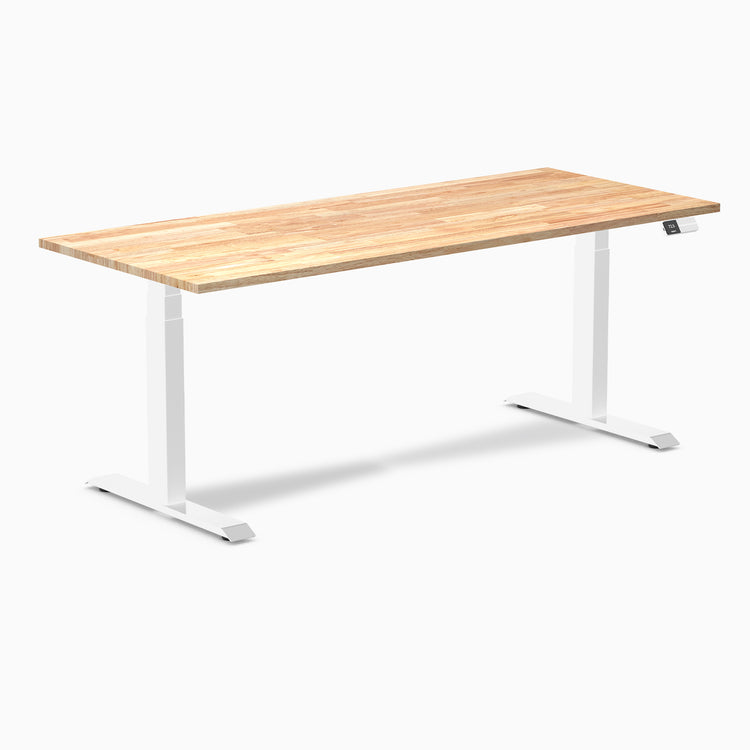 Dual rubberwood standing desk - Natural - white 72"