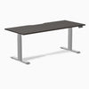 Desky Dual Scalloped Melamine Sit Stand Desk-Dual Desks-Desky-Burnished Wood-1800x750mm-Grey-Desky® Australia