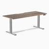Desky Dual Scalloped Melamine Sit Stand Desk-Dual Desks-Desky-Natural Walnut-1800x750mm-Grey-Desky® Australia