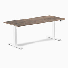 Electric dual scalloped melamine sit stand desk Natural walnut - Desky
