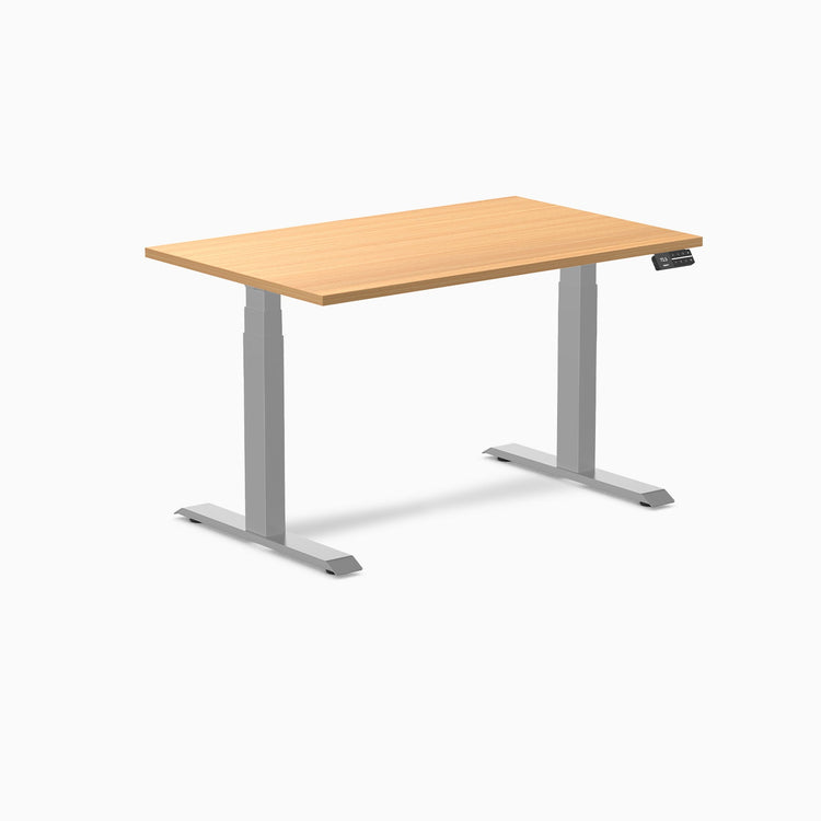 Desky Dual Scalloped Melamine Sit Stand Desk-Dual Desks-Desky-Select Beech-1200x750mm-Grey-Desky® Australia