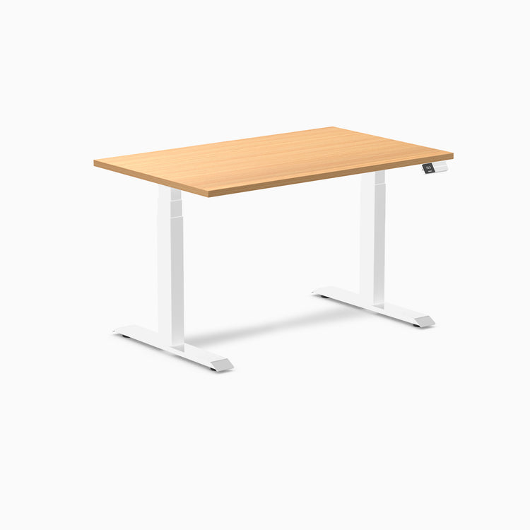 Dual laminate standing desk - select beech melamine - white 48"