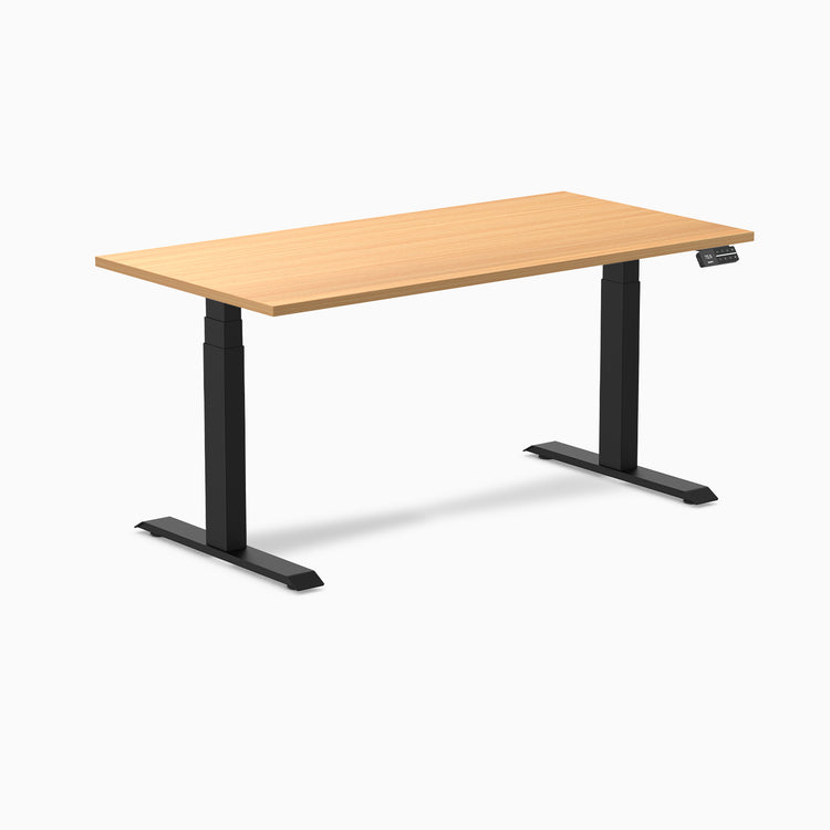 Dual laminate standing desk - select beech melamine - black 60"