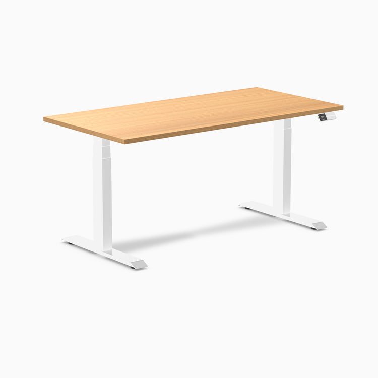 Dual laminate standing desk - select beech melamine - white 60"