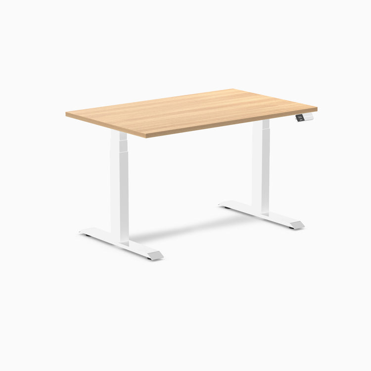 Dual laminate standing desk - sublime teak melamine - white 48"