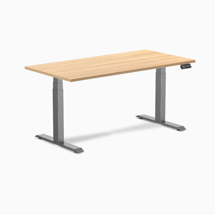 Dual laminate standing desk - sublime teak melamine - space grey 60"