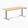 Desky Dual Scalloped Melamine Sit Stand Desk-Dual Desks-Desky-Sublime Teak-1800x750mm-Grey-Desky® Australia