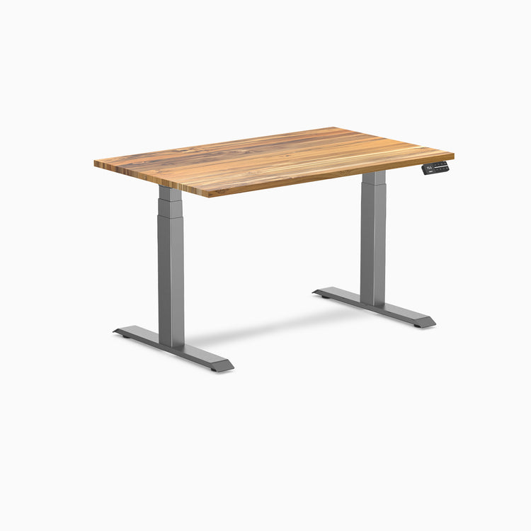 Dual hardwood standing desk - teak - space grey 48"