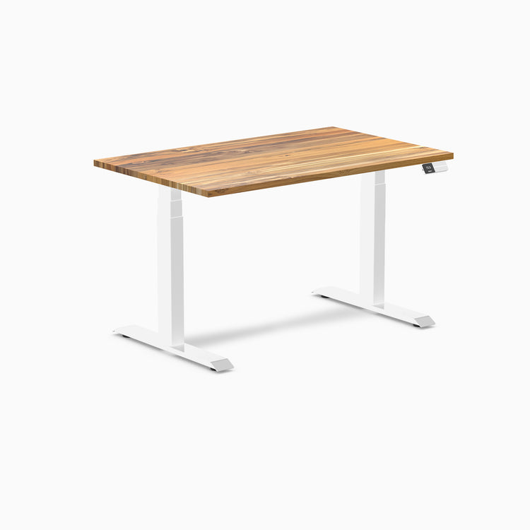 Dual hardwood standing desk - teak -white 48"