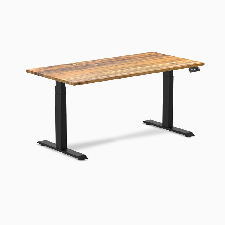 Dual hardwood standing desk - teak -black 60"