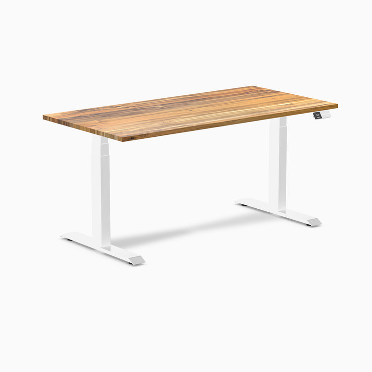 Dual hardwood standing desk - teak -white 60"