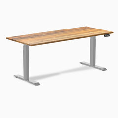 Dual hardwood standing desk - teak -grey 72"