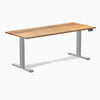 Dual hardwood standing desk - teak -grey 72"