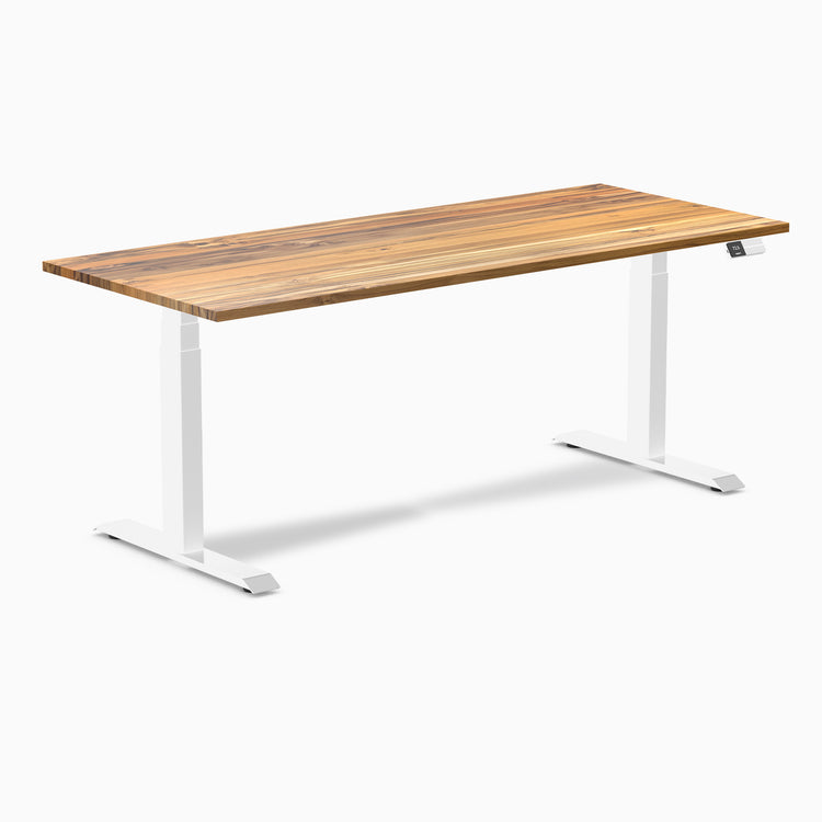 Dual hardwood standing desk - teak -white 72"