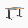 Dual hardwood resin standing desk - Teak blue river - black 48"