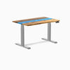 Dual hardwood resin standing desk - Teak blue river - grey 48"