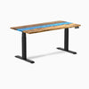 Dual hardwood resin standing desk - Teak blue river - black 60"