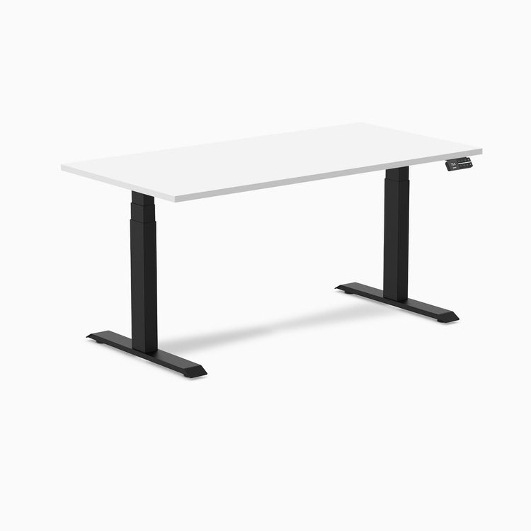 Dual laminate standing desk - white melamine - black 60"