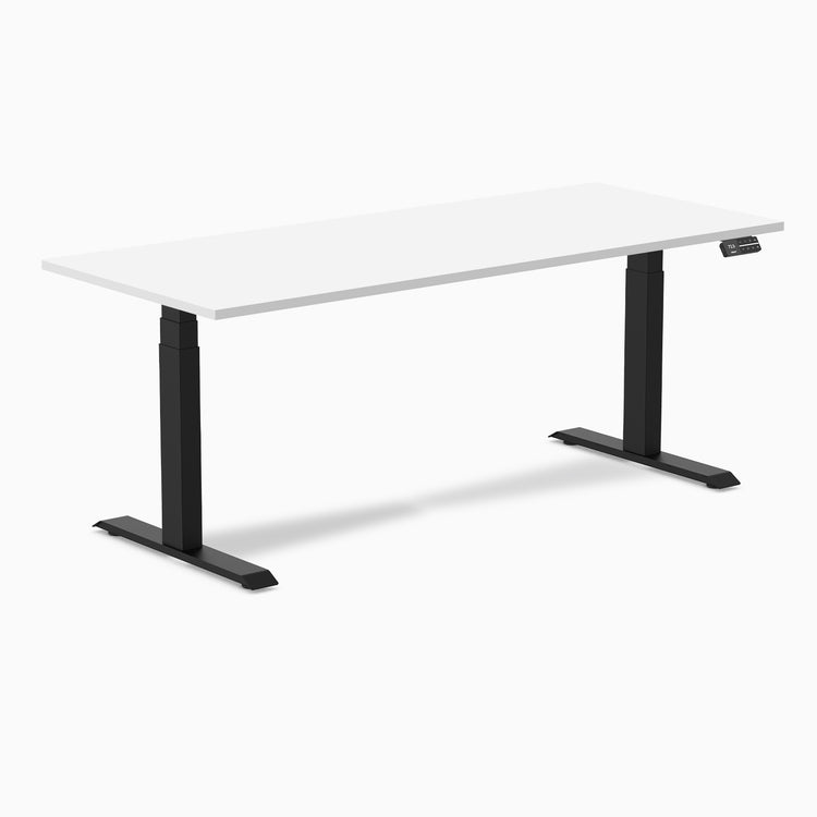 Dual laminate standing desk - white melamine - black 72"