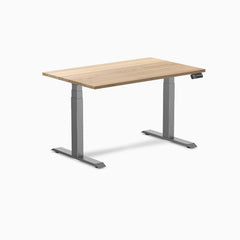 Almost Perfect Desky Dual Hardwood Sit Stand Desk, White Ash desktop, Space Grey frame