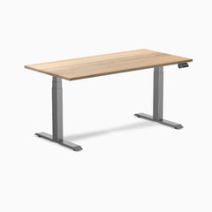 Almost Perfect Desky Dual Hardwood Sit Stand Desk, White Ash desktop, Space Grey frame