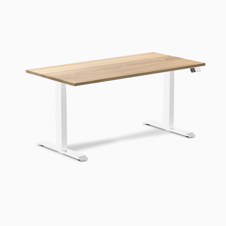 Dual hardwood standing desk - white ash -white 60"