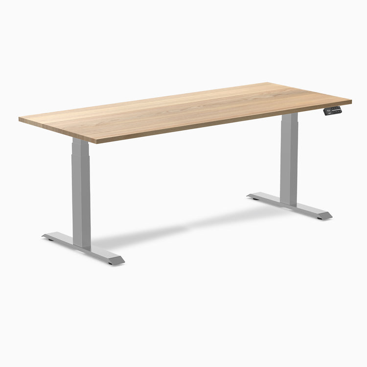 Dual hardwood standing desk - white ash -grey 72"